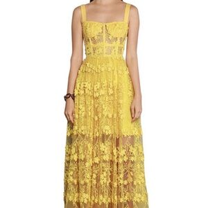 Bronx and Banco Yellow Lace Maxi Dress